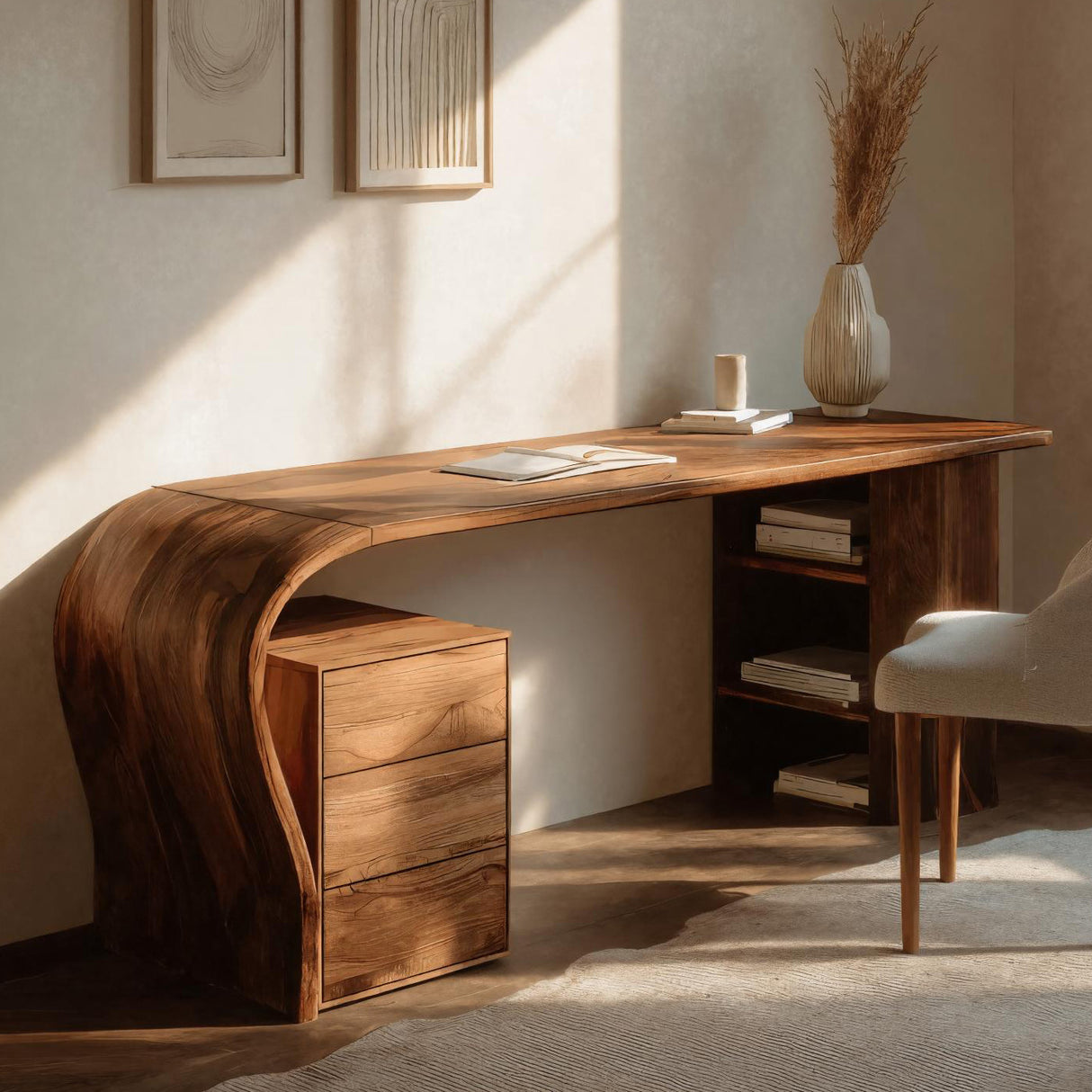 Contemporary Writing Desk With Open Shelf For Home Office