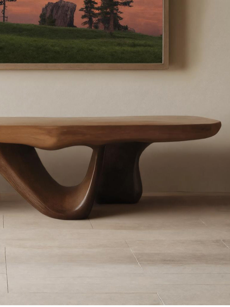 Modern Sculptural Bench With Flowing Design For Living Room