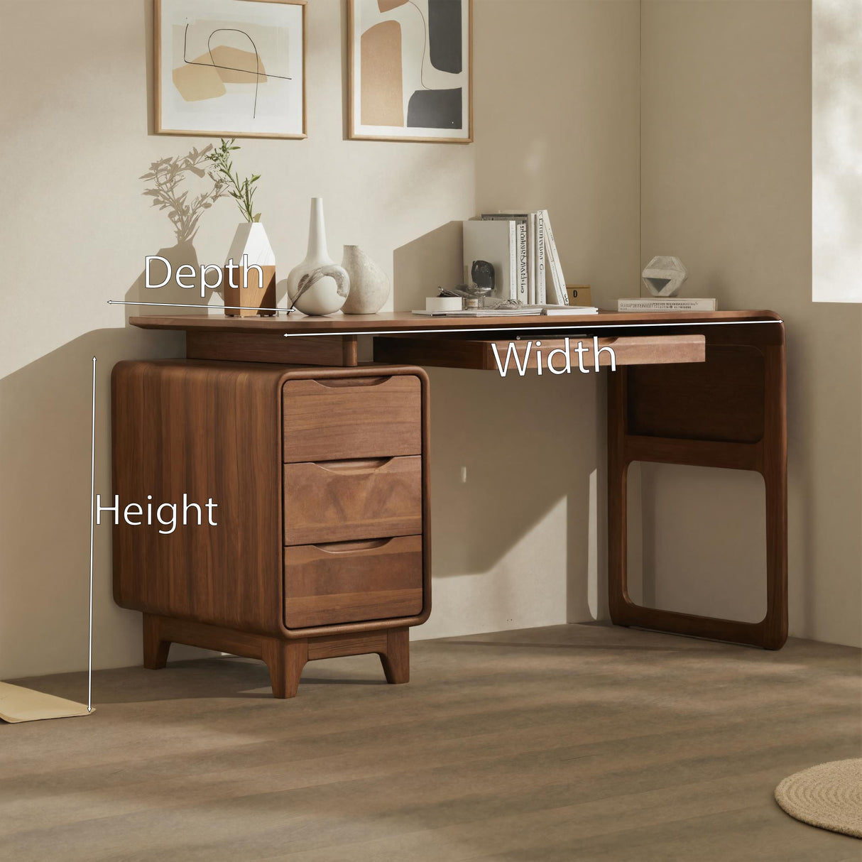 Minimalist Writing Desk With Drawers For Home Office