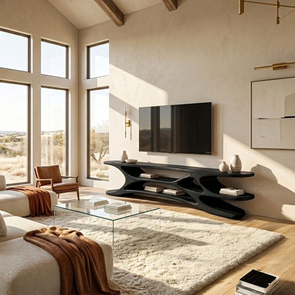 Minimal Natural Wood TV Console For Home Design