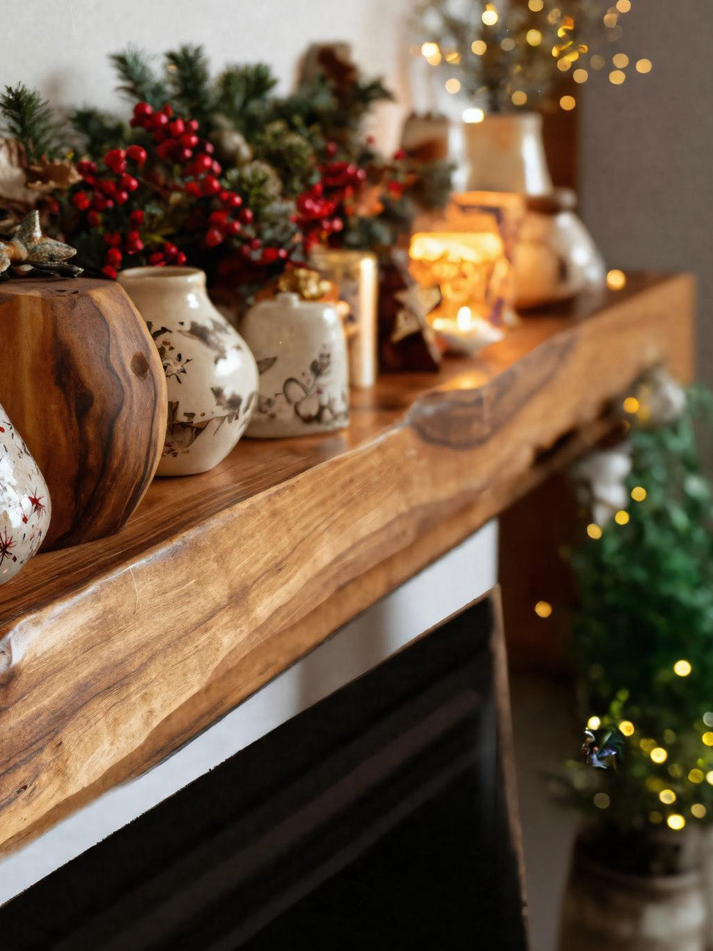 Rustic Live Edge Mantel Shelf For Living Room