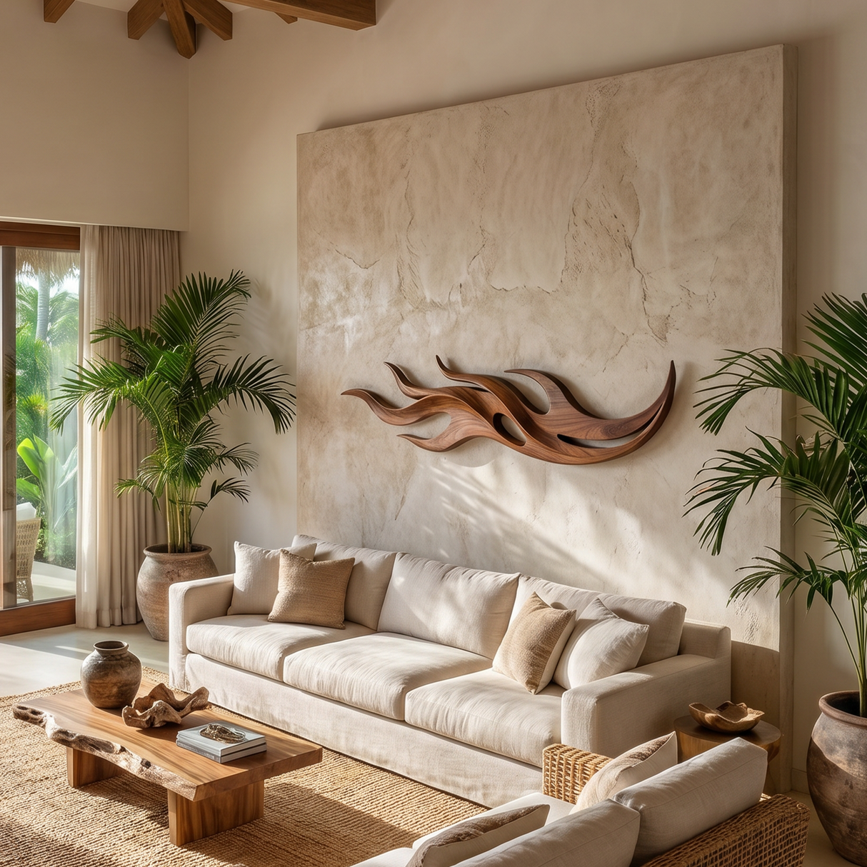 Modern Carved Wall Sculpture For Conversation Area Interior