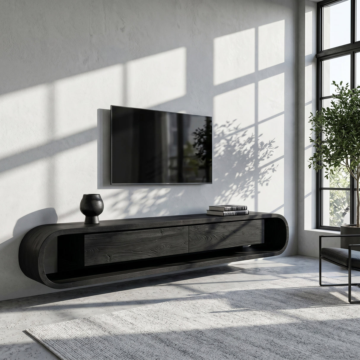 Organic Floating Sculptural TV Console For Living Room