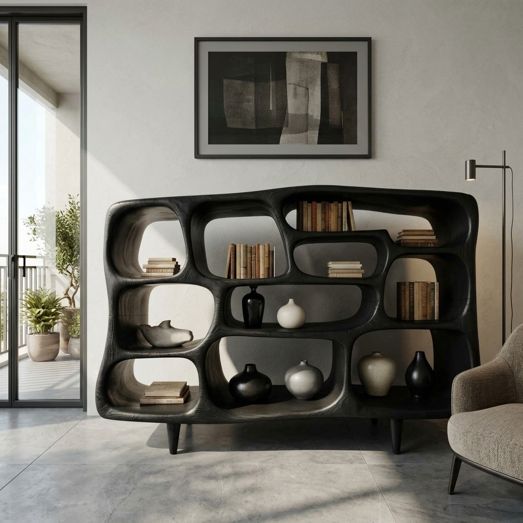 Modern Organic Bookshelf With Open Shelves For Living Room Or Office