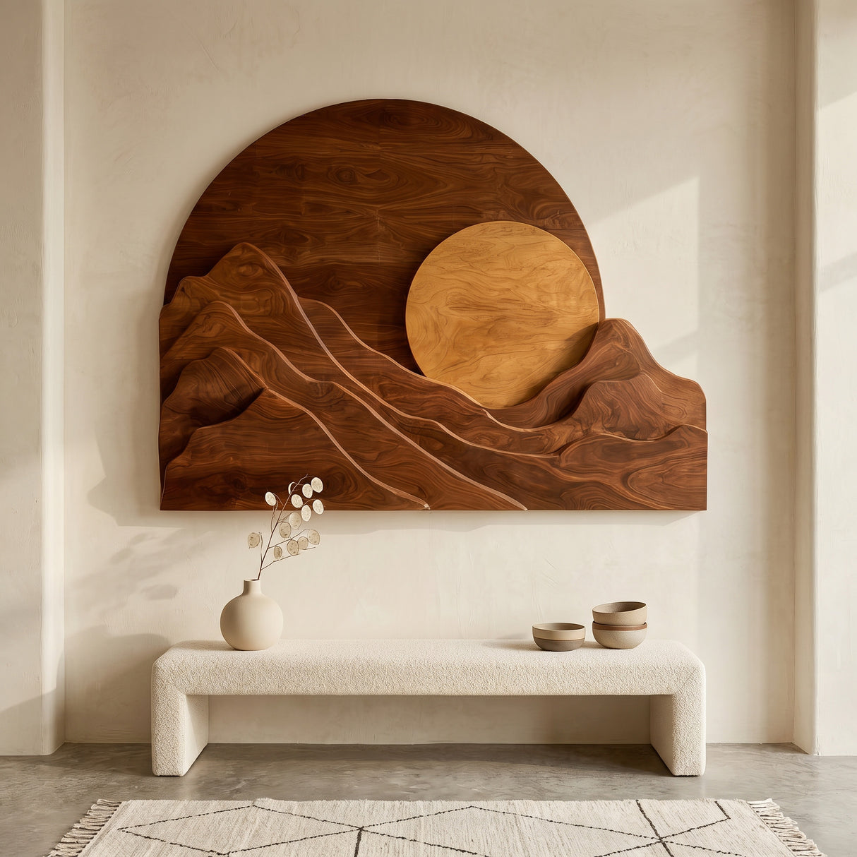 Organic Modern Mountain Wood Wall Art For Living Room