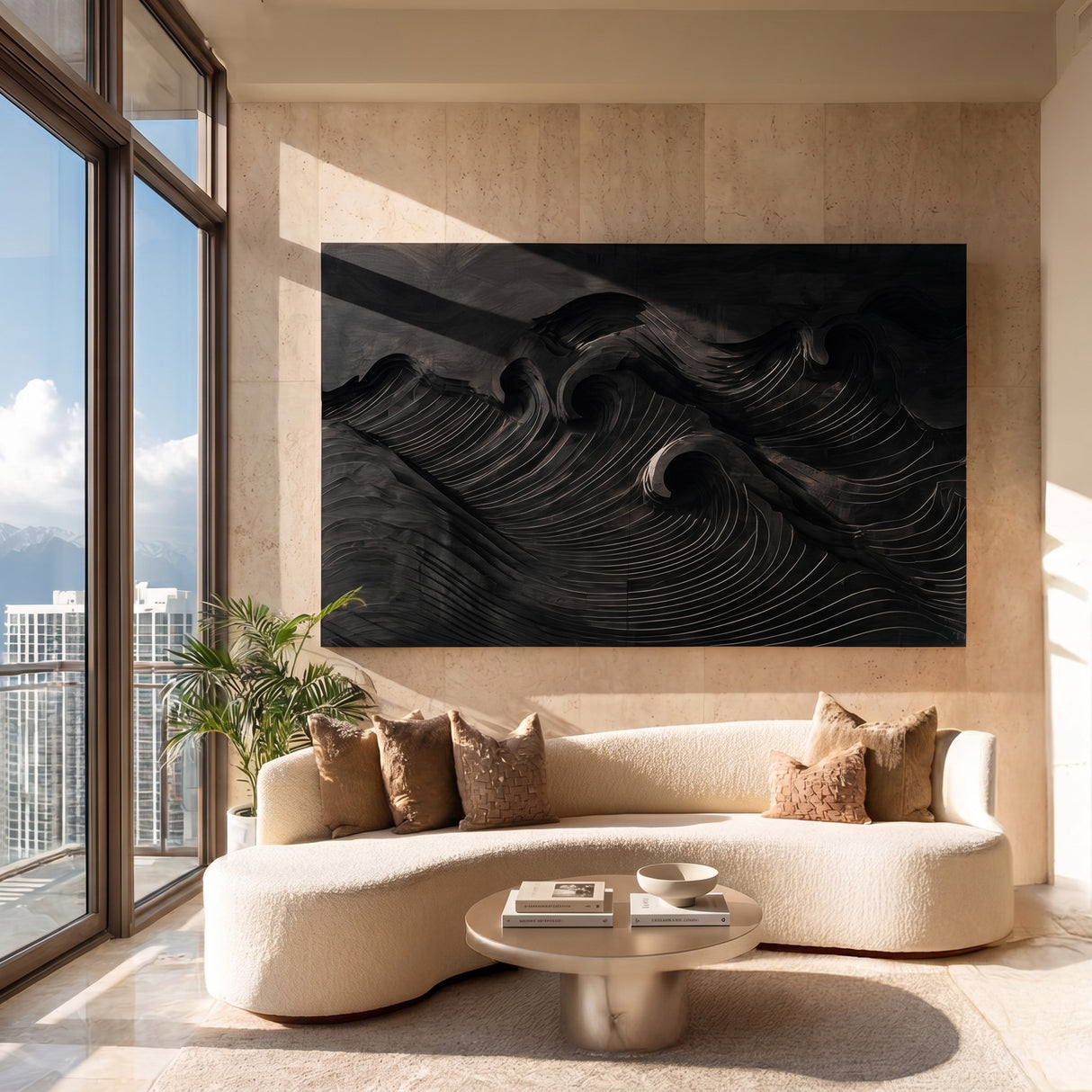 Quiet Luxury Ocean Wave Wood Wall Art For Living Room
