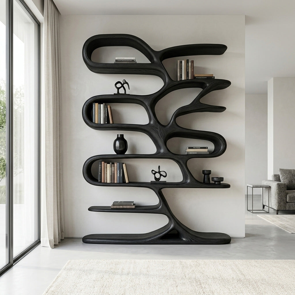 Contemporary Wooden Bookcase For Minimalist Living Room Decor