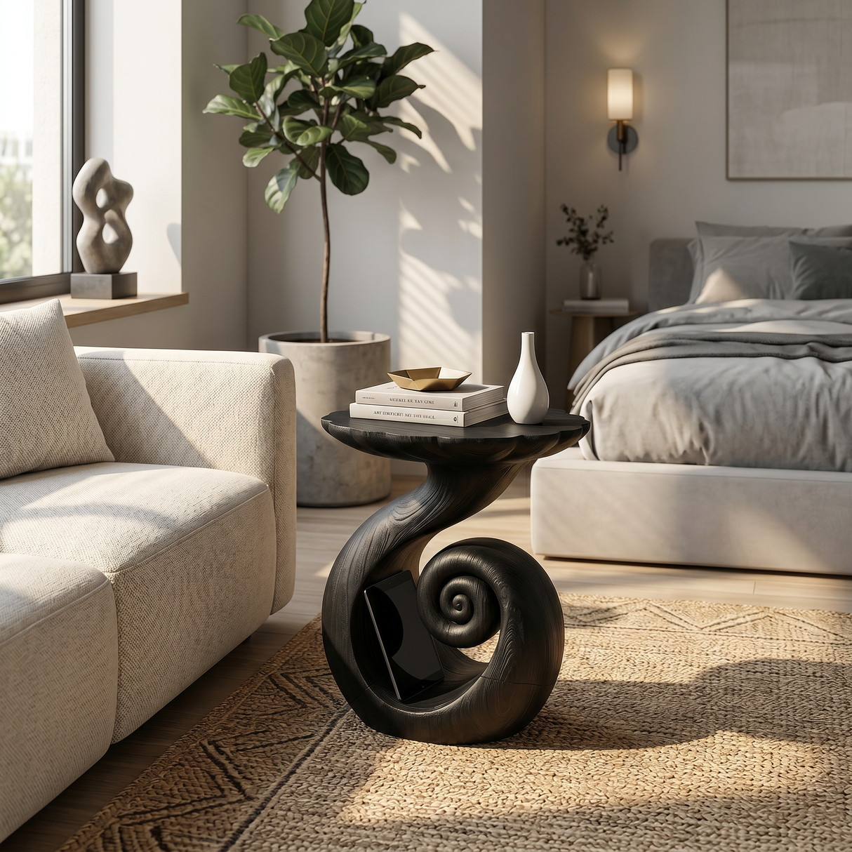 Organic Spiral Storage Side Table Resort Suite