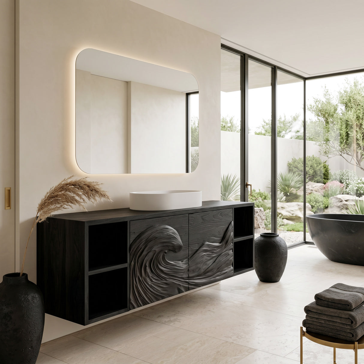 Modern Ocean Wave Bathroom Vanity For Contemporary Bathroom