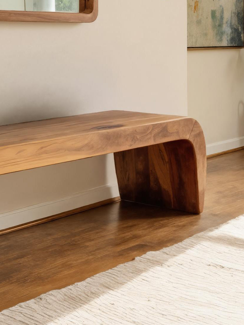 Contemporary Bench With Curved Design For Entryway