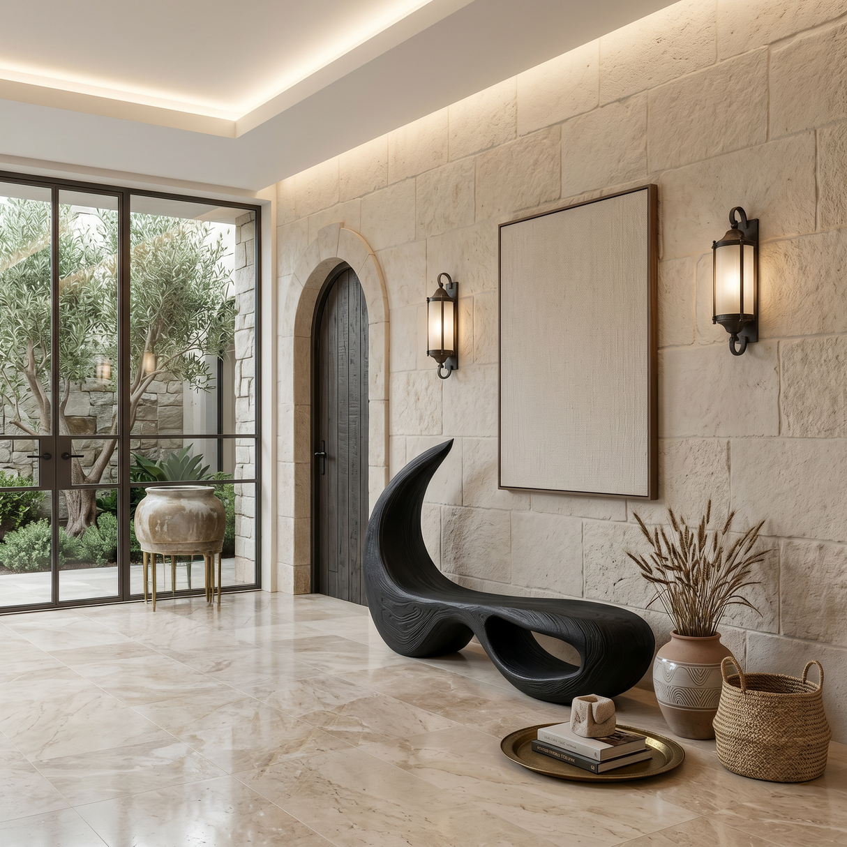 Luxury Bench With Architectural Curved Opening For Designer Homes