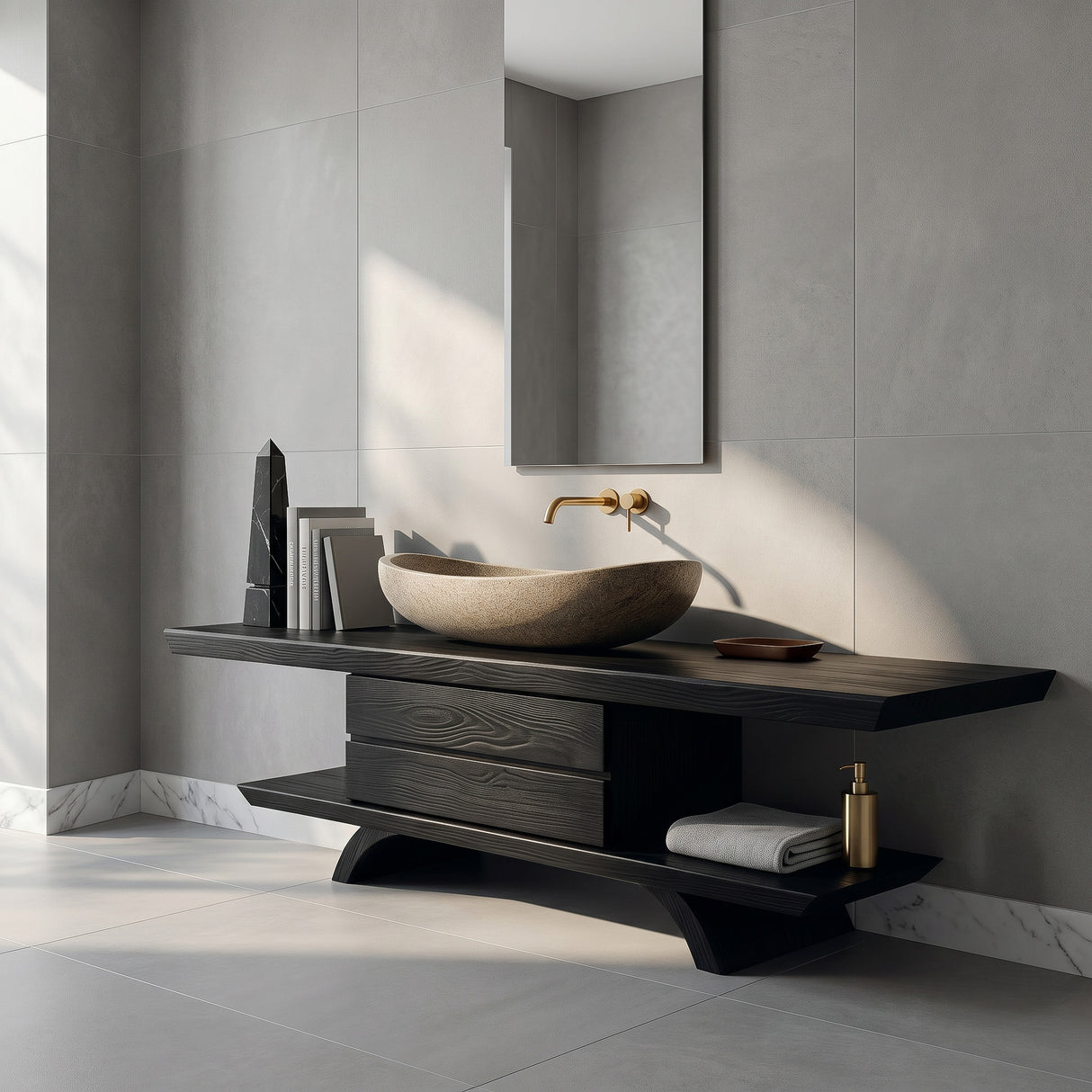 Modern Natural Wood Bathroom Vanity For Bathroom Storage