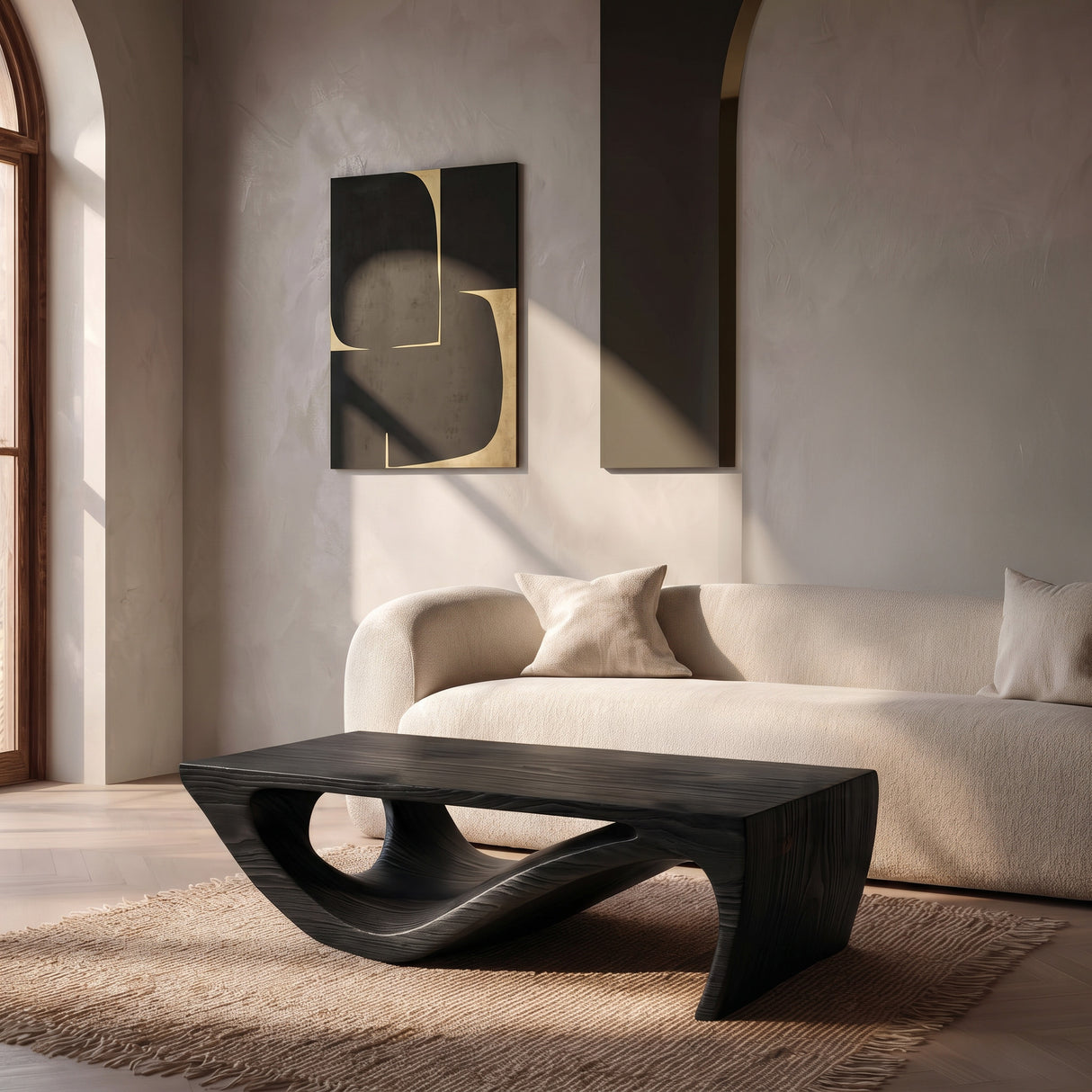 Modern Sculptural Wooden Coffee Table For Living Room