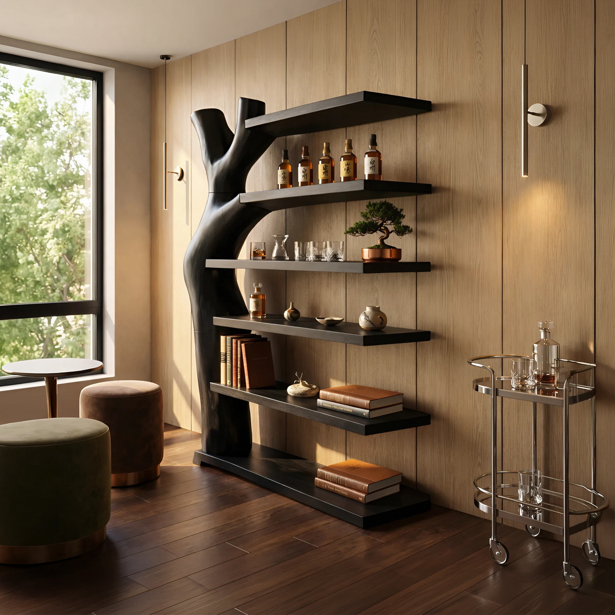 Mid Century Decorative Bookcase Display Organizer For Living Room