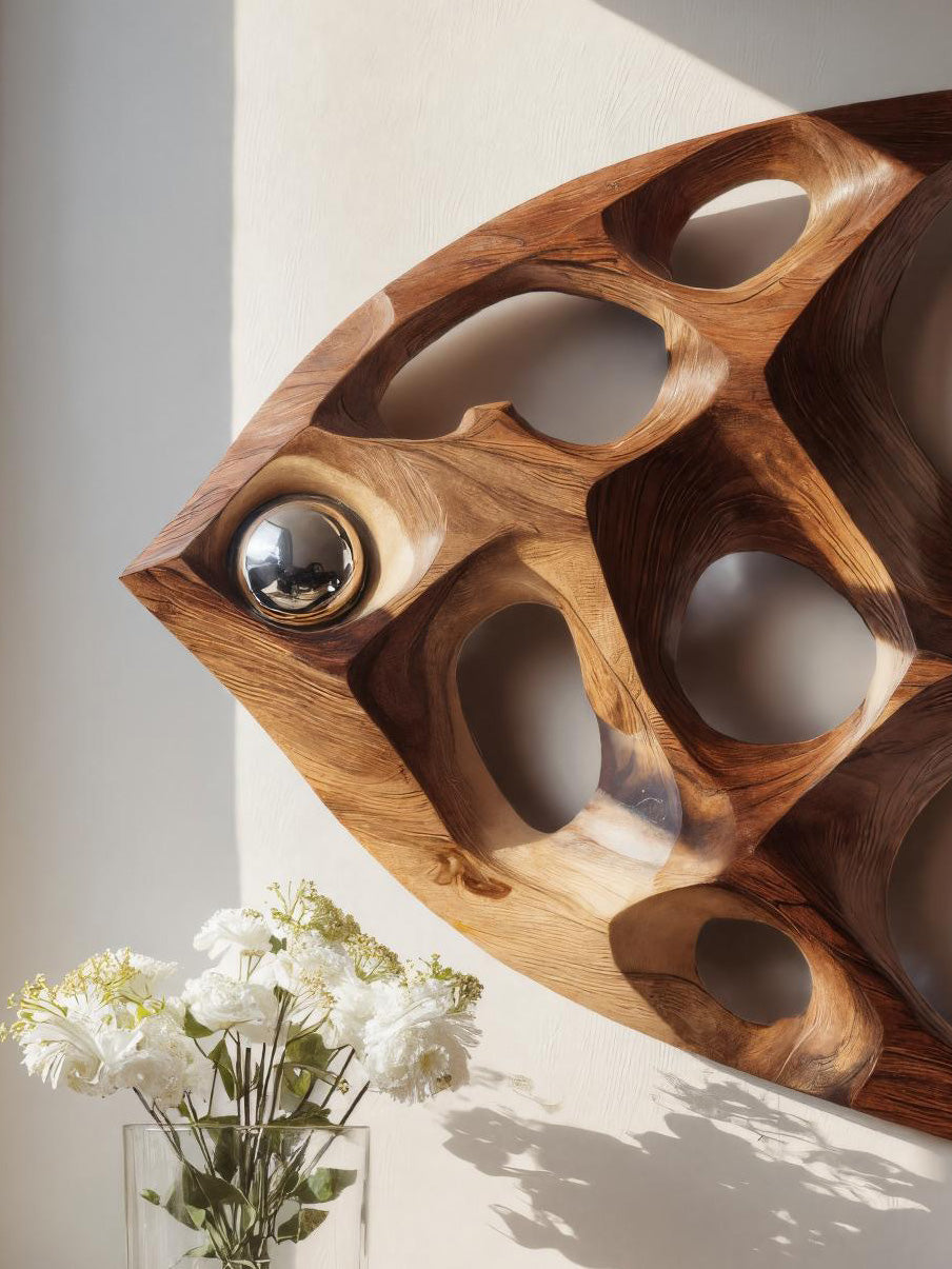 Artistic Sculptural Wall Art Fish-Inspired For Living Room