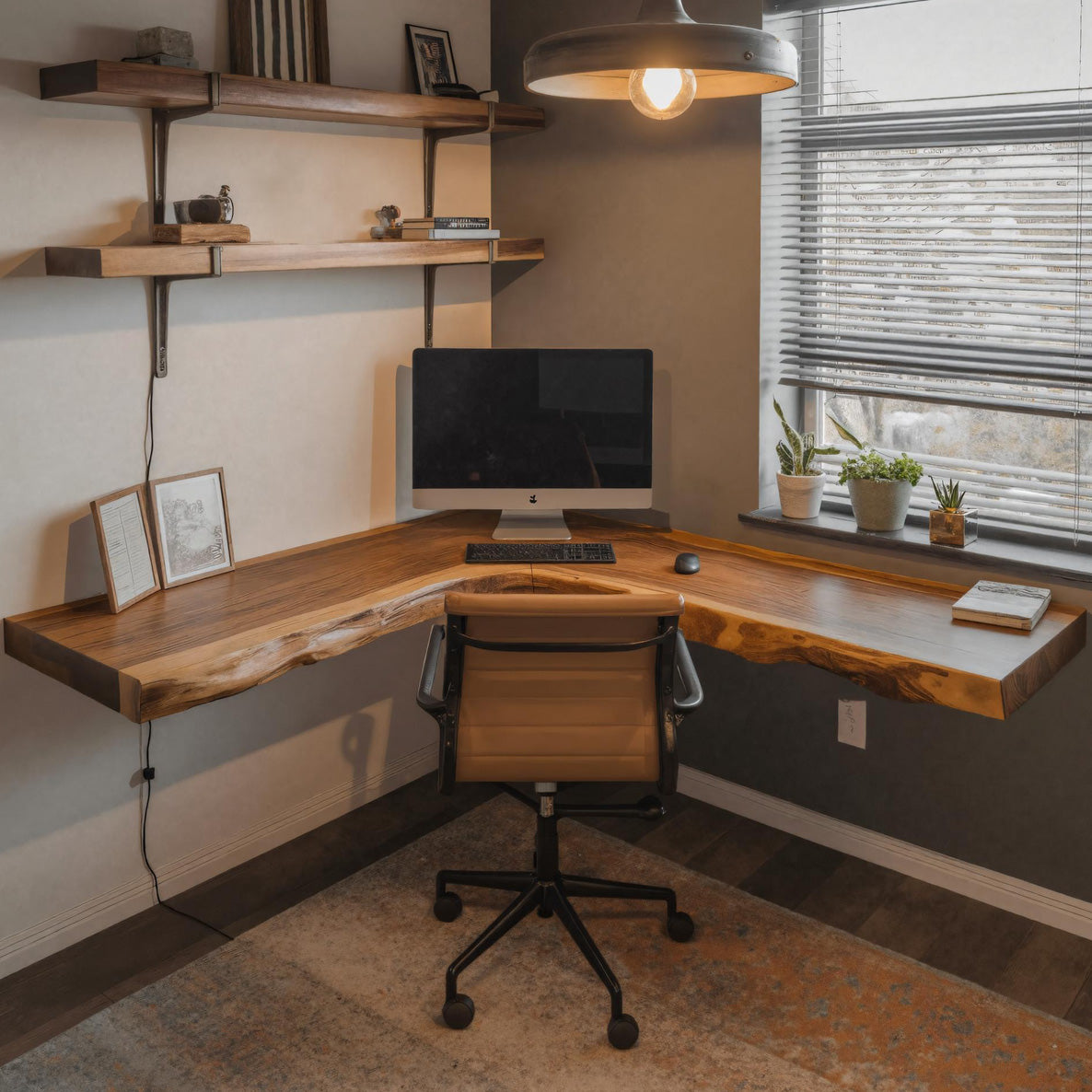 Modern Live Edge Corner Desk For Home Office