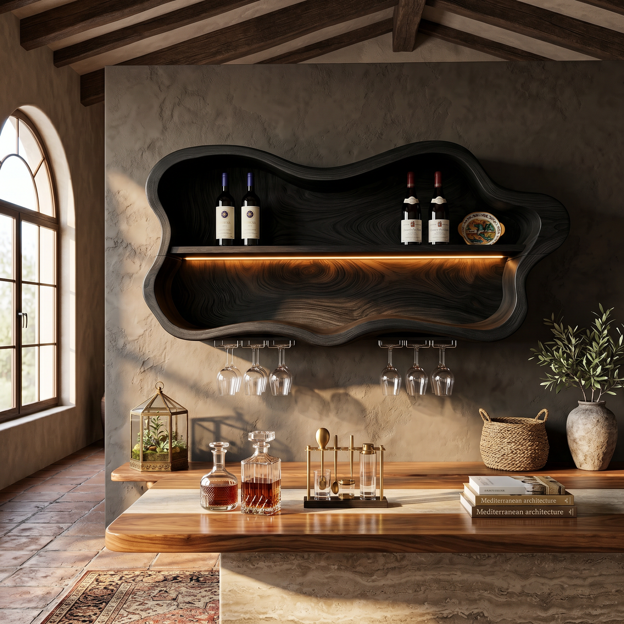 Modern Glass Holder Wine Holder For Open Dining Area