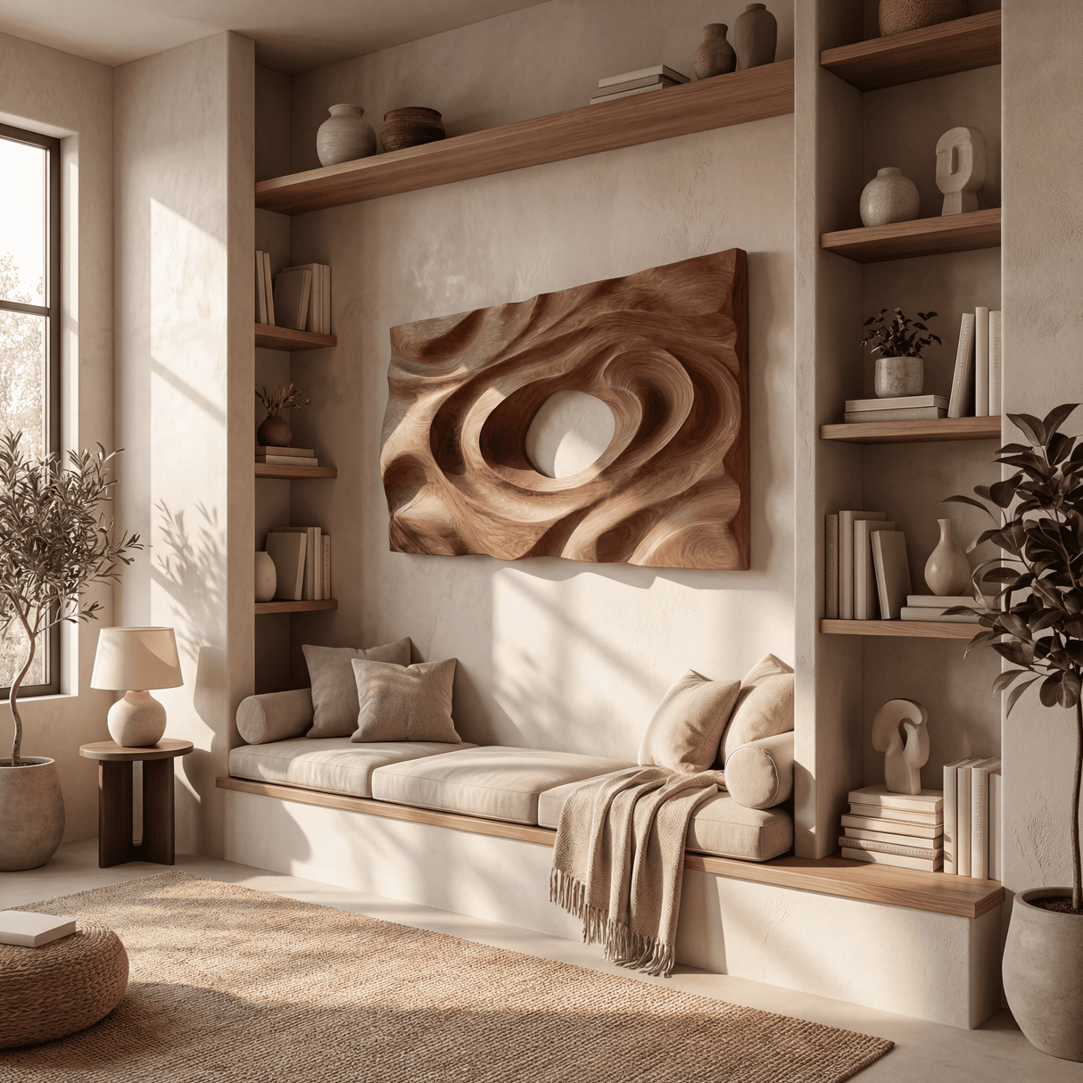 Scandinavian Carved Wall Decor Panel For Bedroom Space