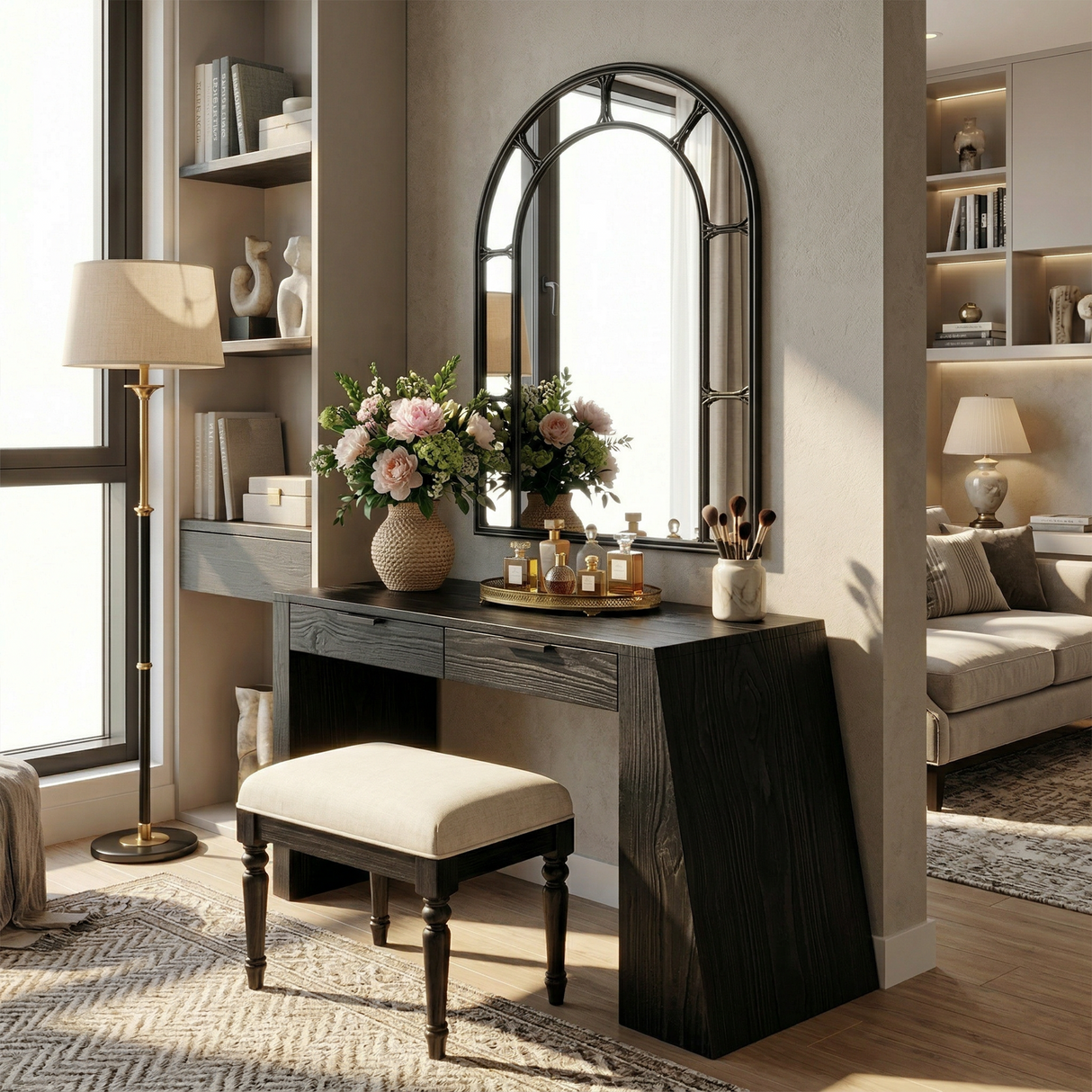 Industrial Makeup Vanity Desk Home Office Beauty Space Personal Area