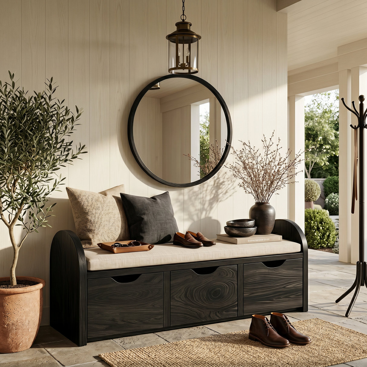 Rustic Shoe Organizer Cabinet For Farmhouse Entryway Display Corner