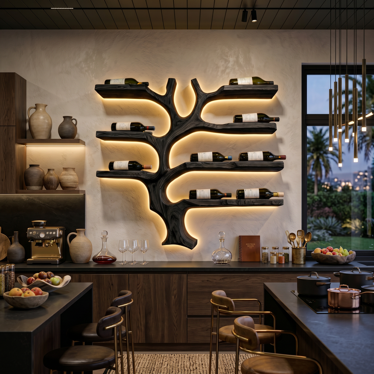 Modern Wall Mounted Branch Wine Holder For Kitchen