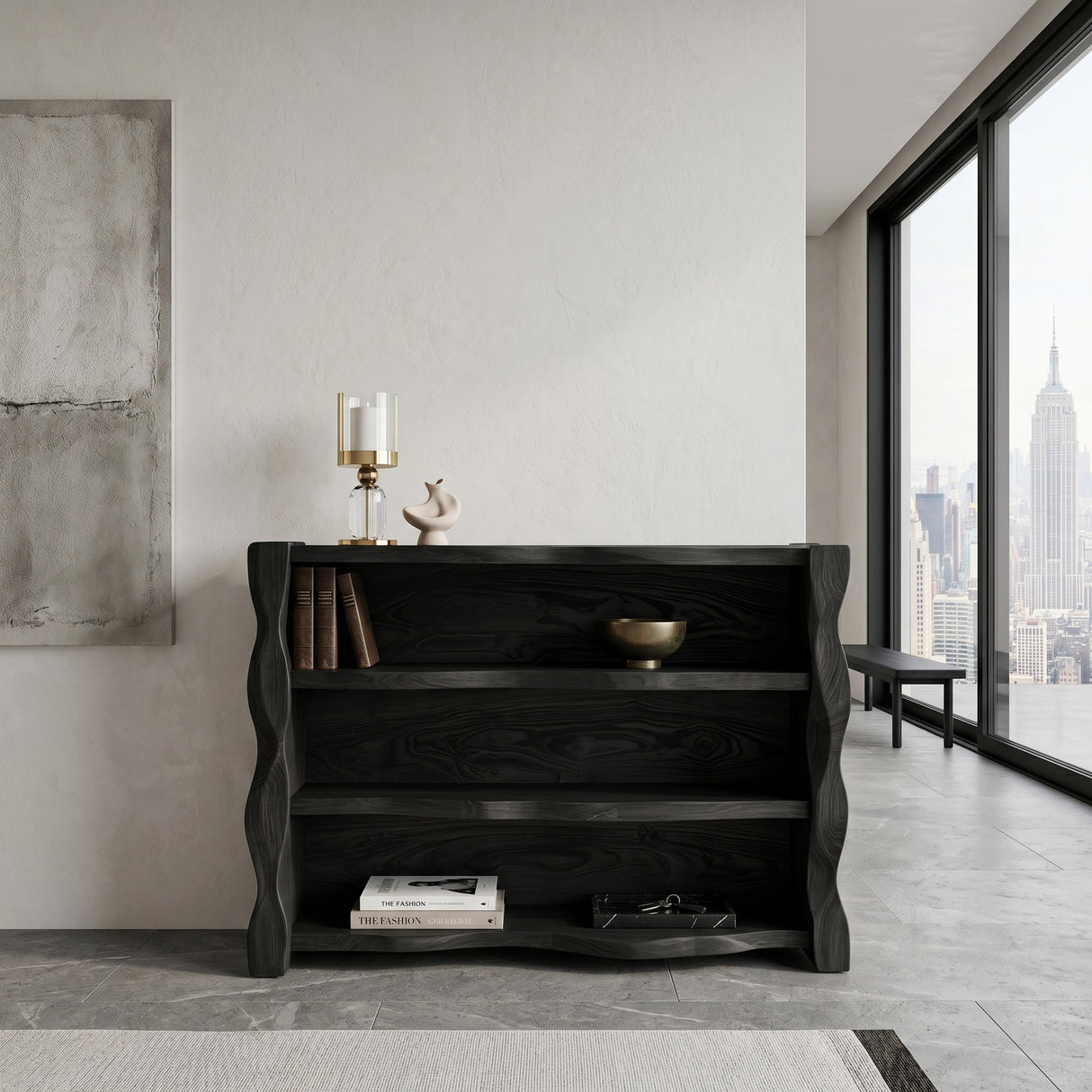 Organic Wavy Console Table With Three Tiers For Interior