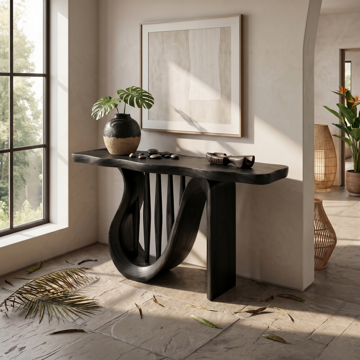Modern Horseshoe Base Console Table Contemporary Hallway