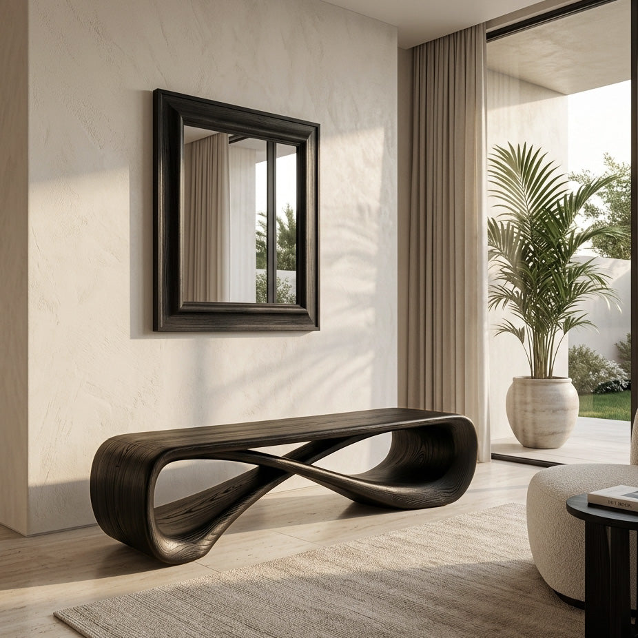 Organic Natural Wood Bench For Minimalist Entryway Styling