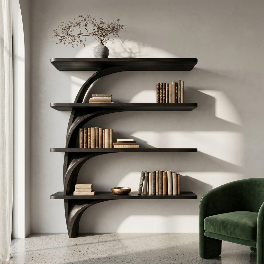 Organic Tree From Wood Floating Bookshelf For Home Display