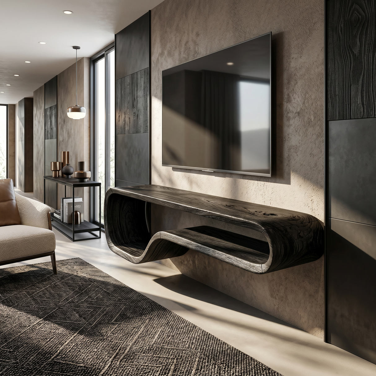 Contemporary Walnut TV Stand For Modern Loft Bedroom