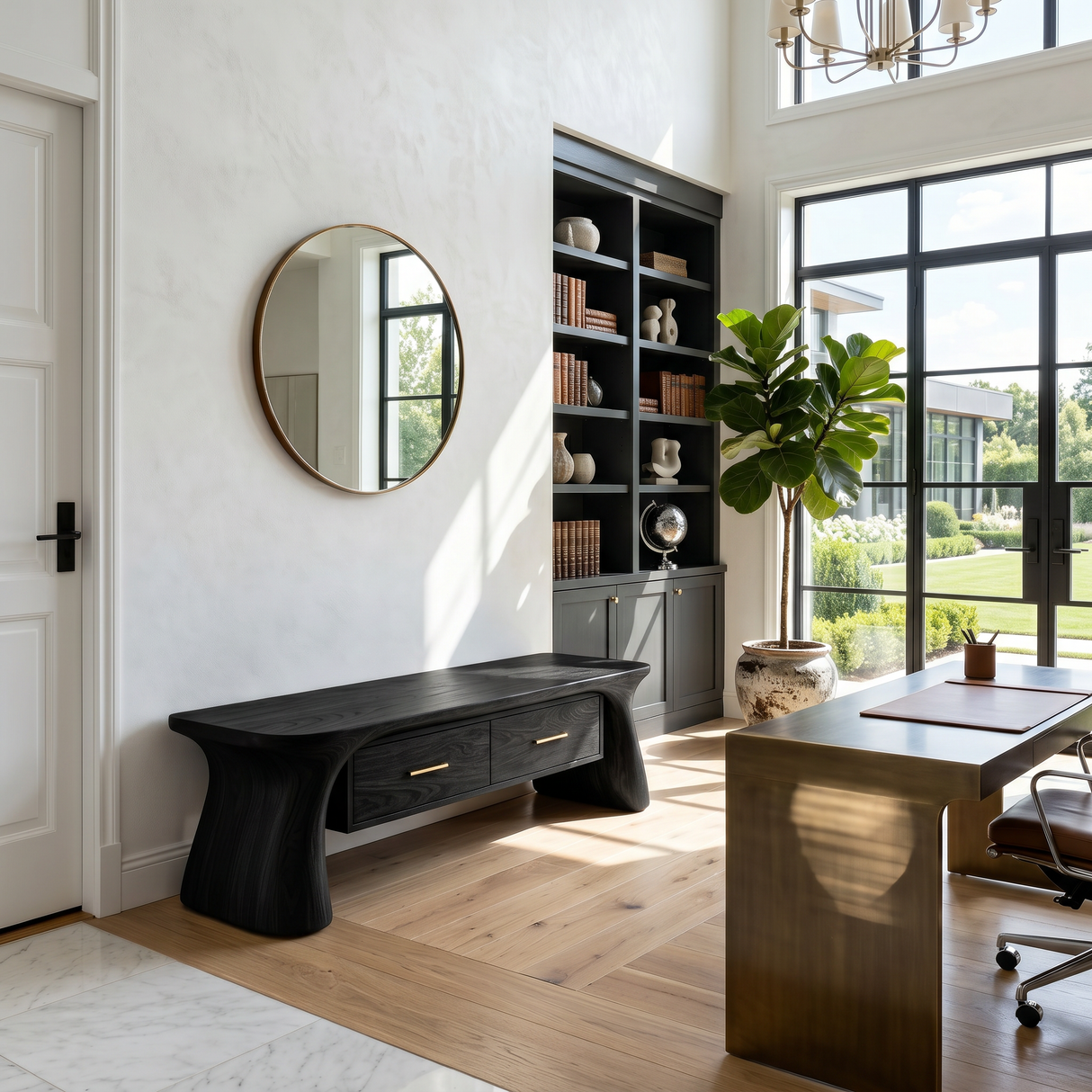 Minimalist Arched Base Bench For Foyer Interior Space