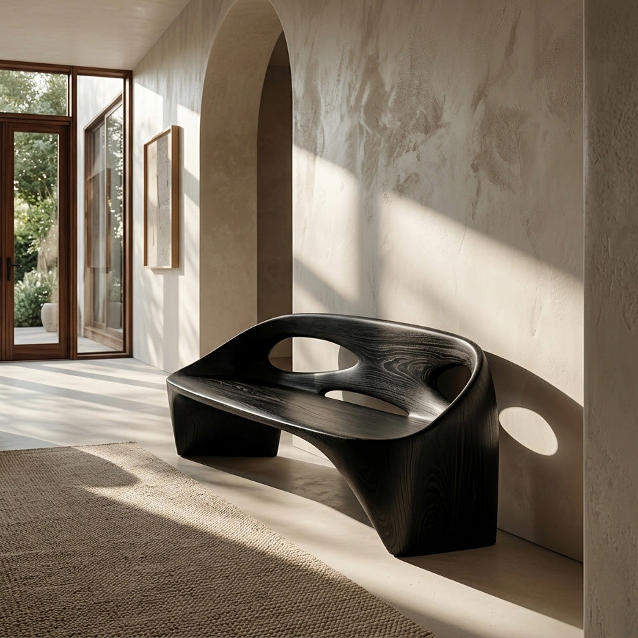 Japandi Natural Wood Bench For Living Room Furniture