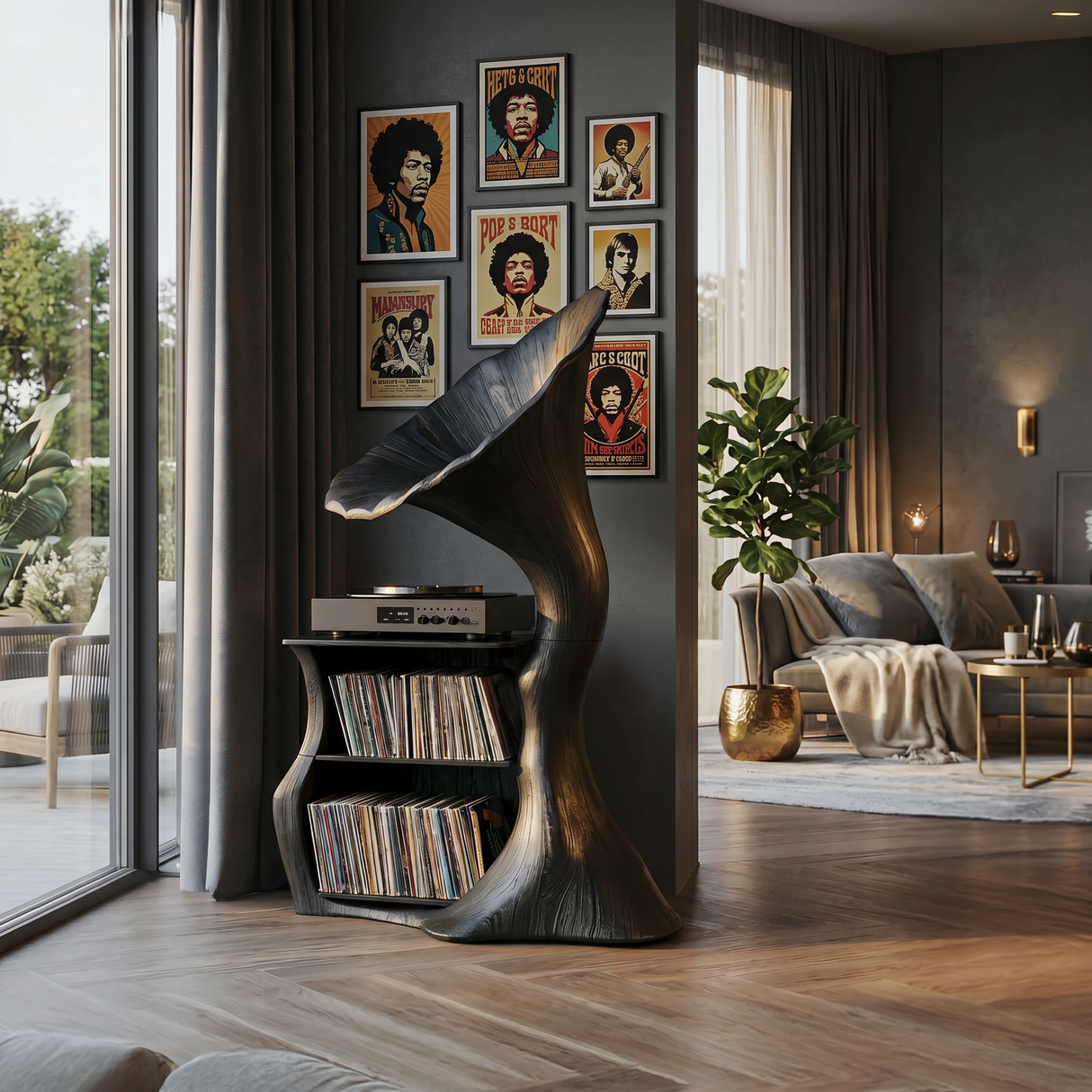 Handcrafted Record Player Stand For Livingroom Decor