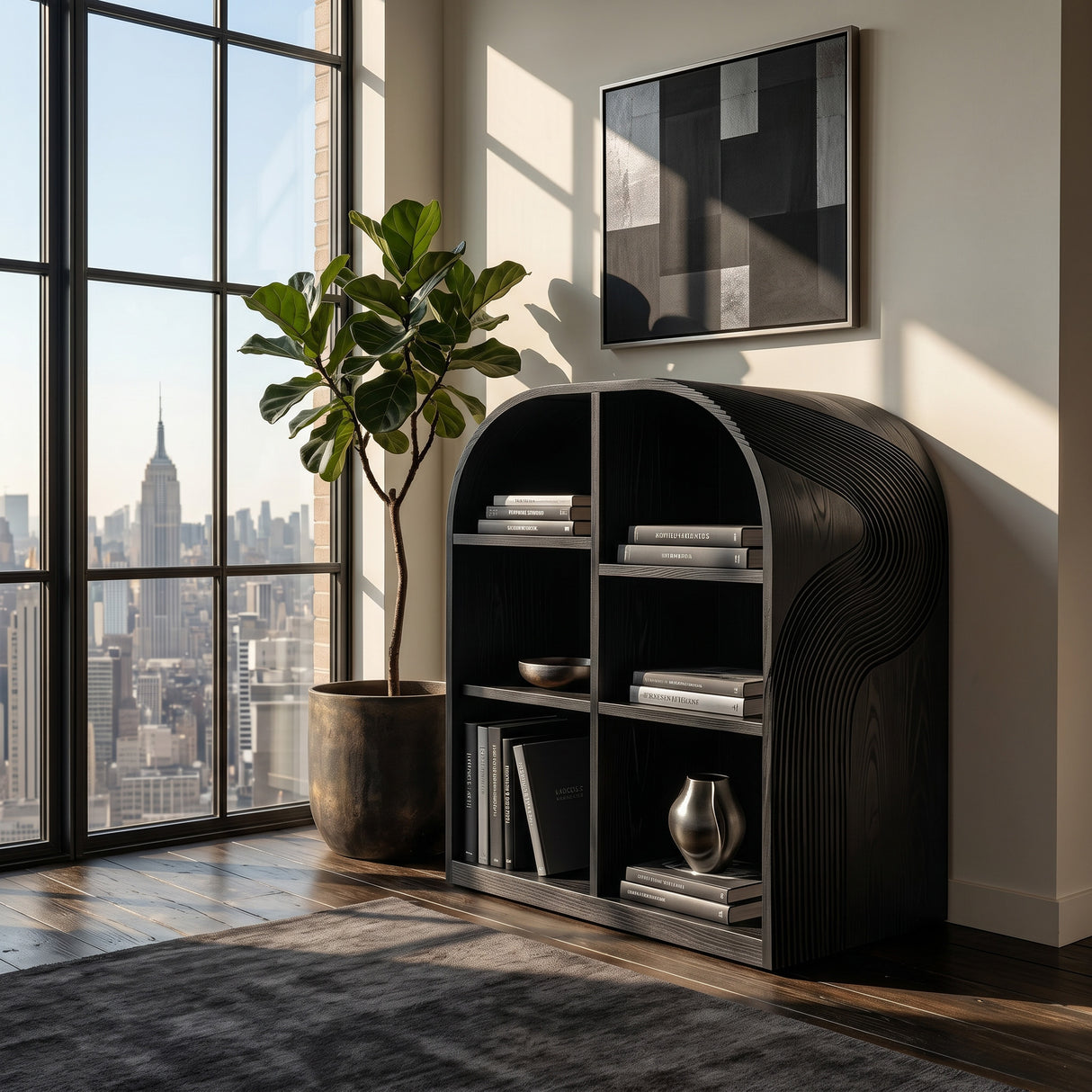 Contemporary Open Wooden Magazine Rack With For Living Room