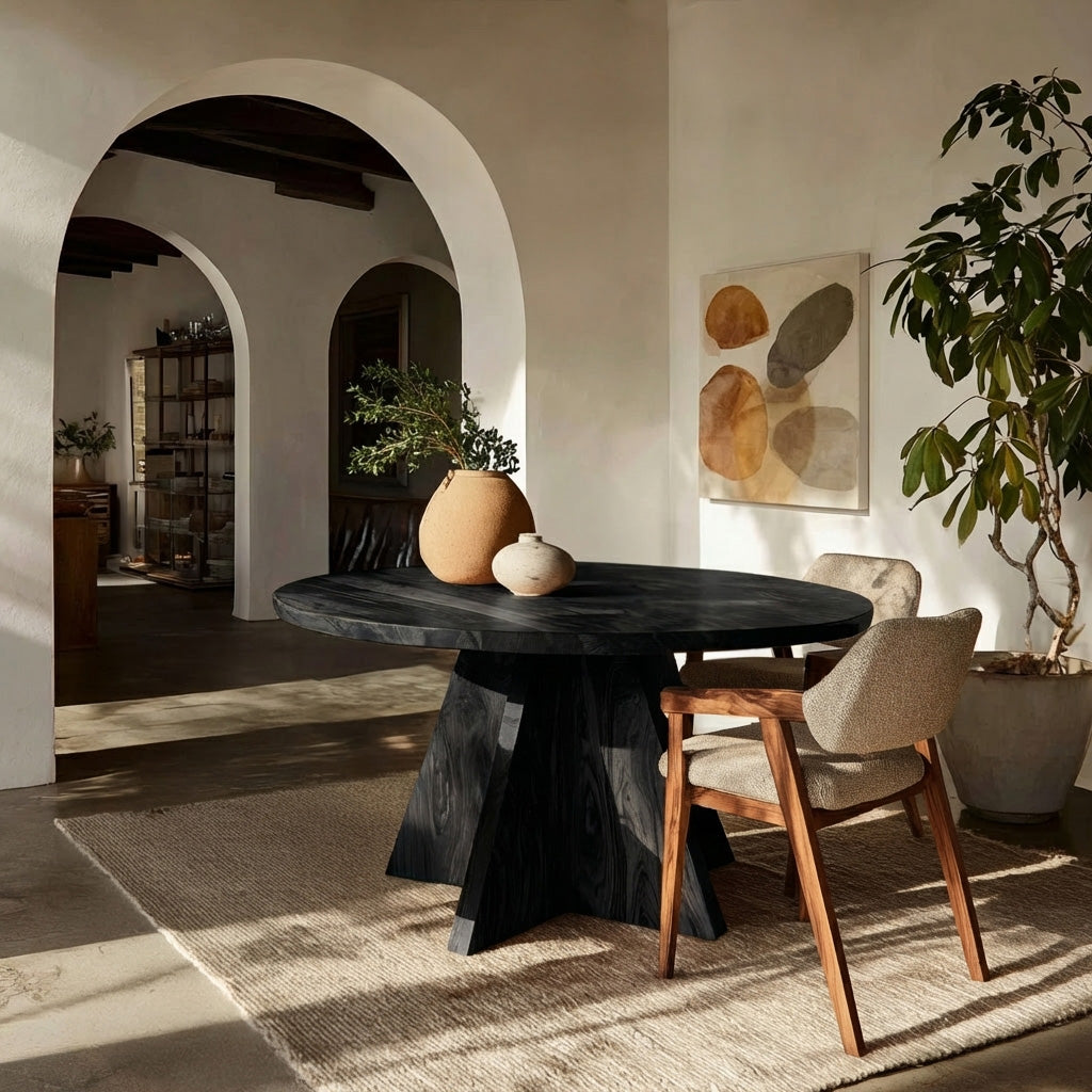 Contemporary Round Sculptural Dining Table For Dining Room Furniture