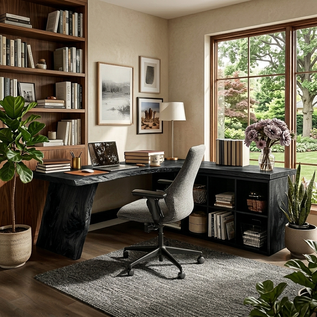 Minimalist Wooden Desk With Storage For Home Workspace