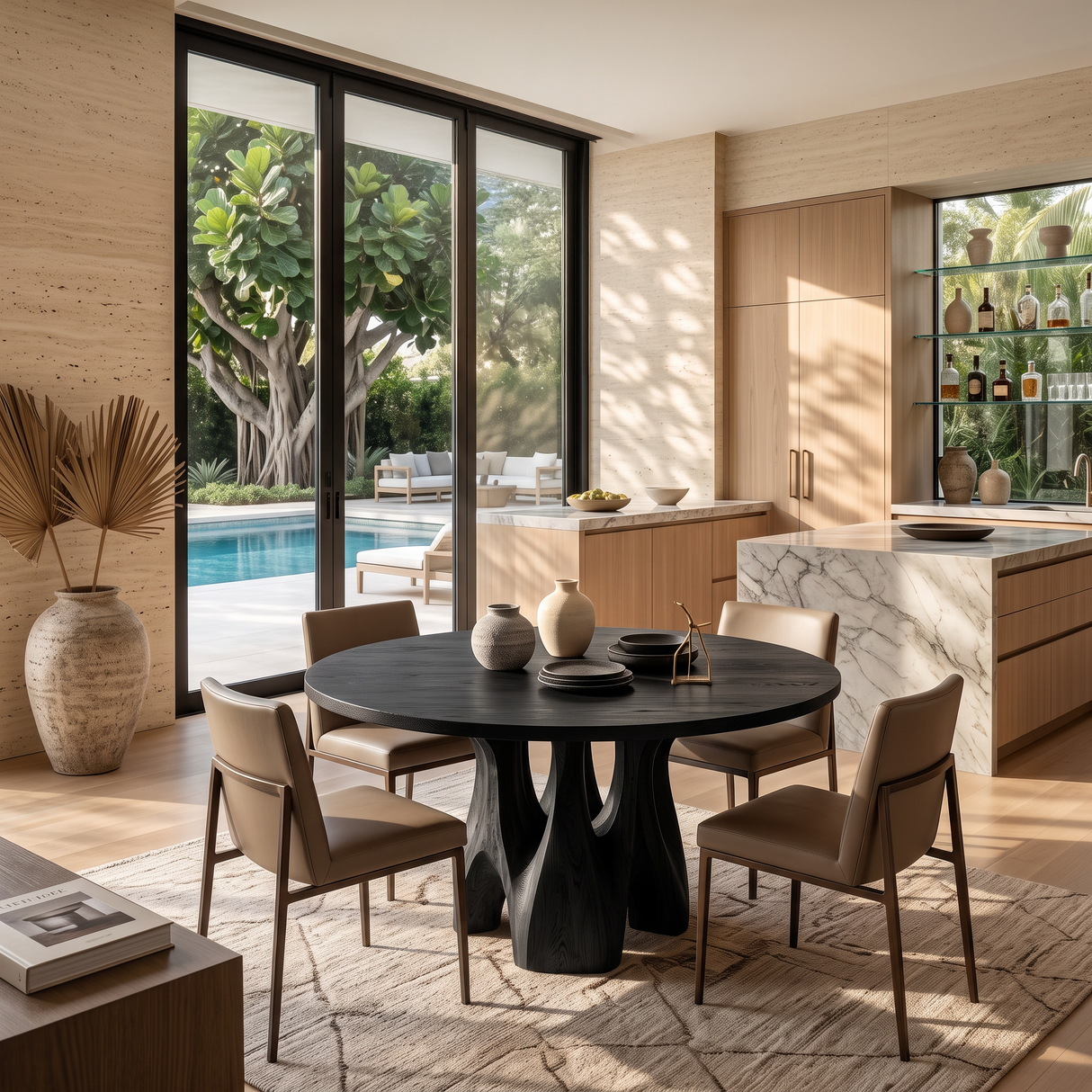 Japandi Round Dining Table Sculptural For Minimalist Dining Room