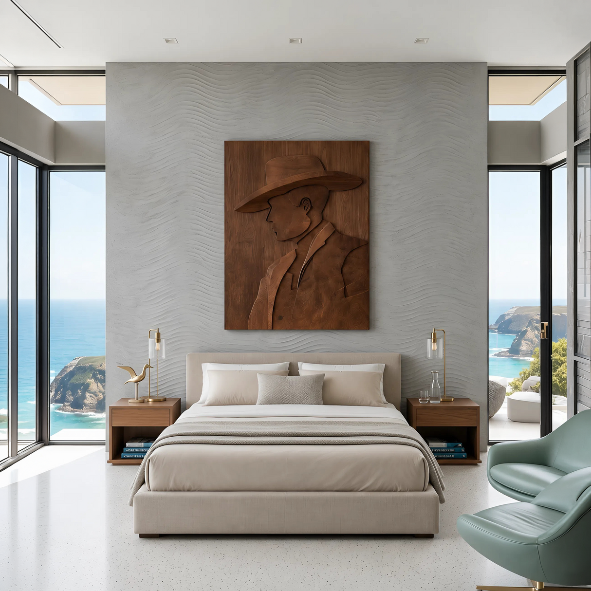 Modern Cowboy Portrait Wall Art For Home Office