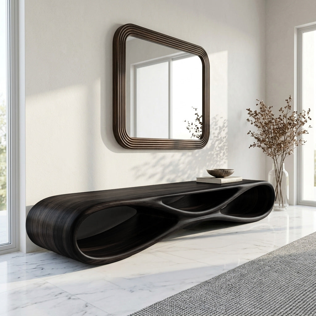 Modern Organic Wood Bench For Elegant Home Entryway