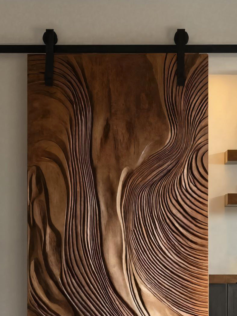 Sculptural Sliding Door With Wave Design For Interior