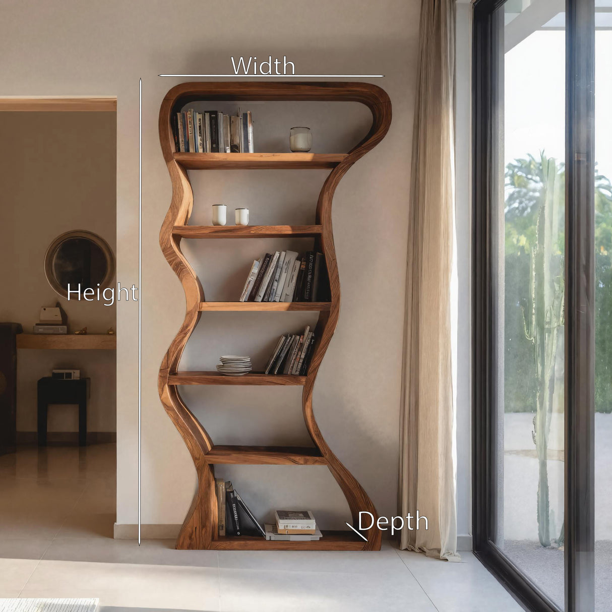 Organic Sculpture Wavy Bookshelf For Living Room Or Office Furniture