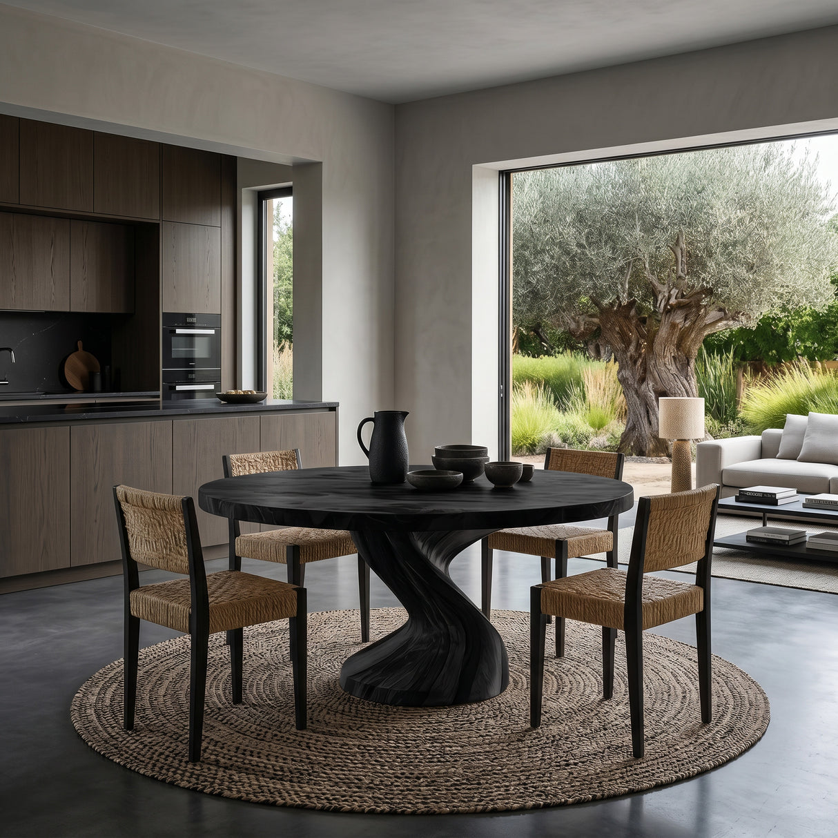 Modern Round Dining Table With Twisted Leg For Breakfast Nook