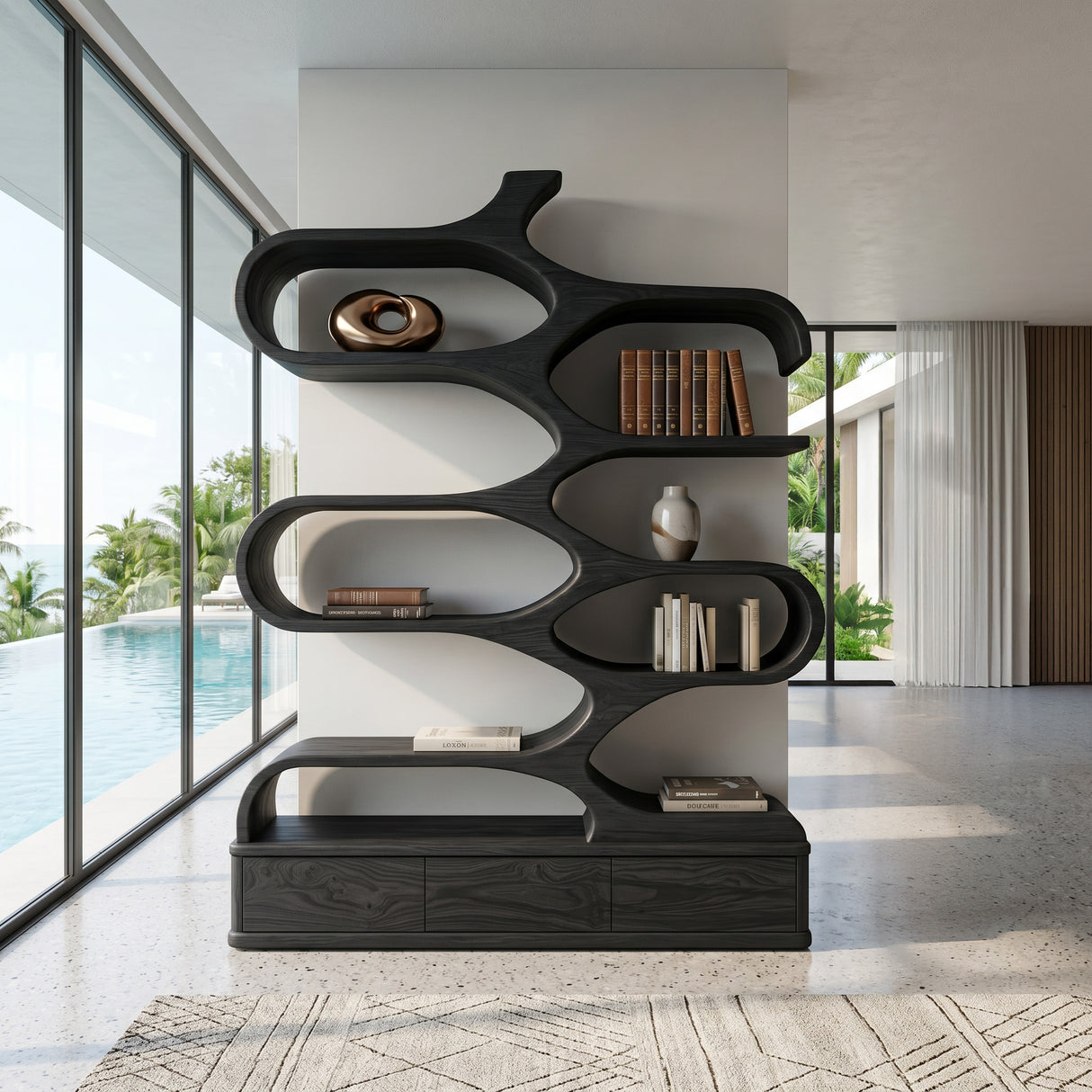 Contemporary Artistic Sculptural Bookshelf For Living Room