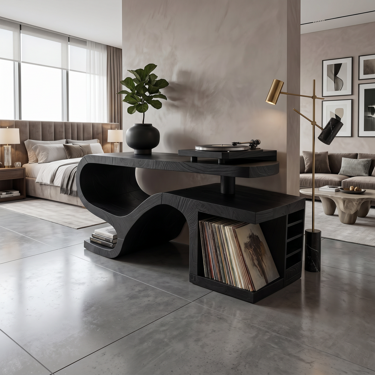 Minimalist Organic Record Player Stand Modern Loft