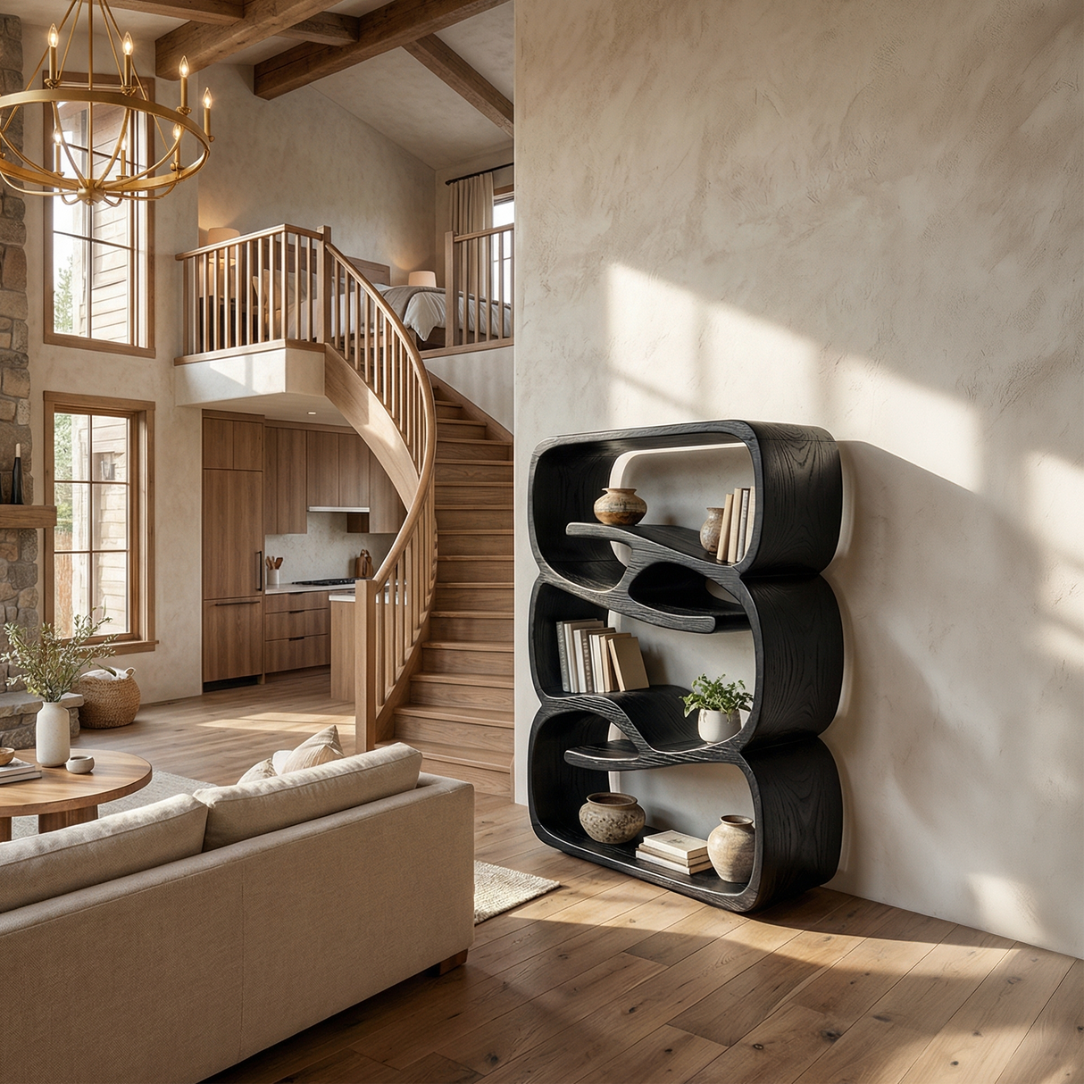 Organic Modern Bookshelf Kitchen Storage Display