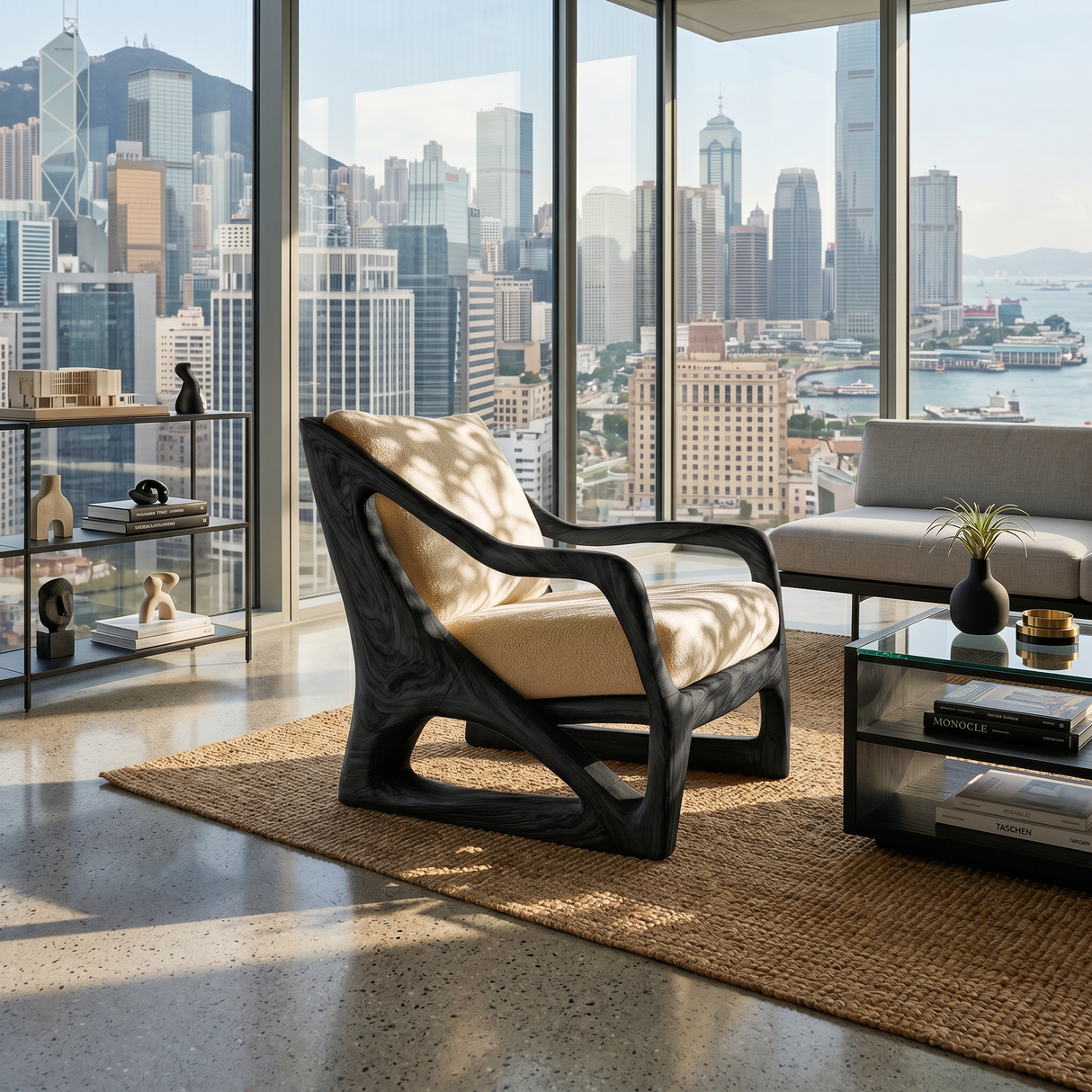Modern Organic Wooden Armchair Luxury Living Space