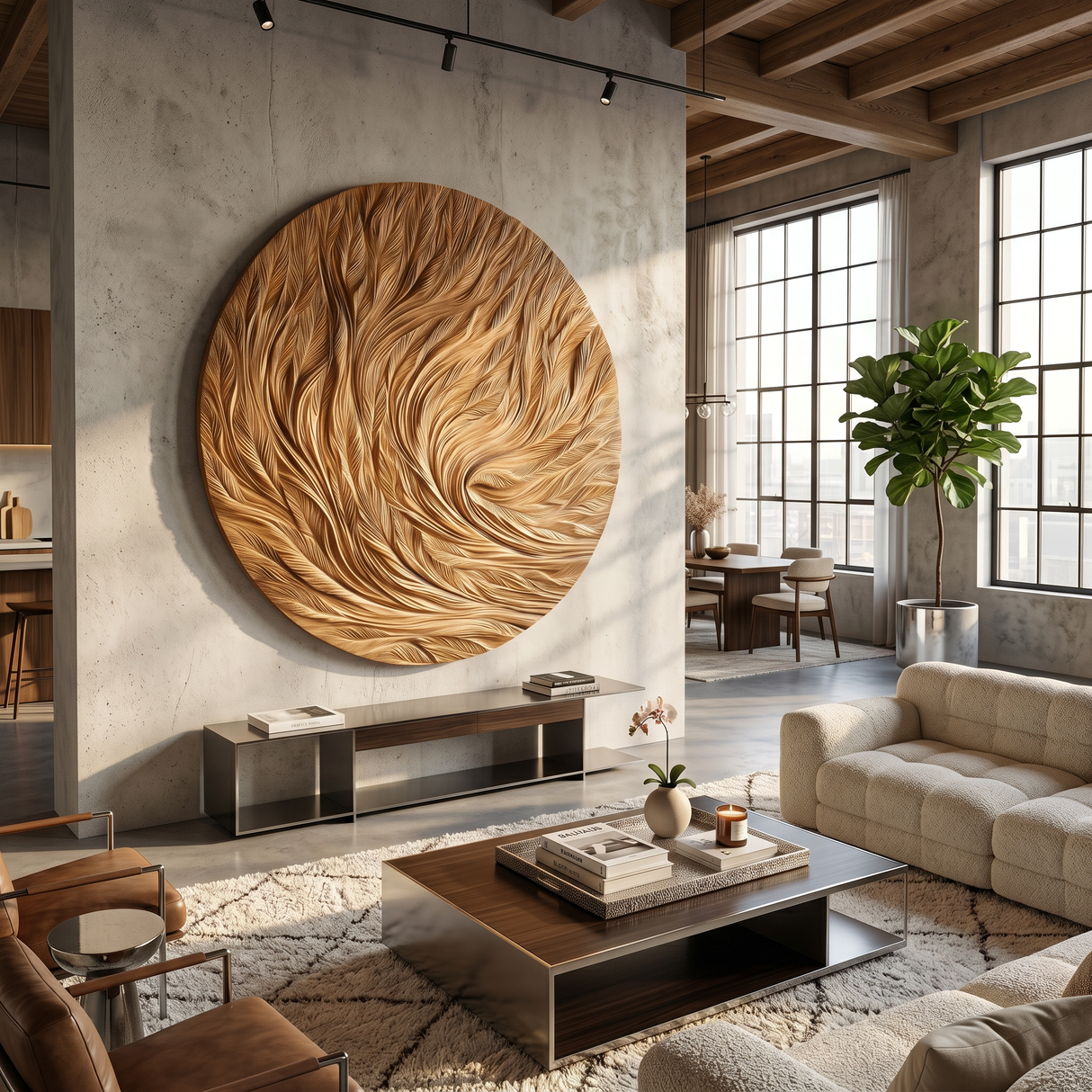 Organic Wall Art With Flowing Wood Texture For Living Room