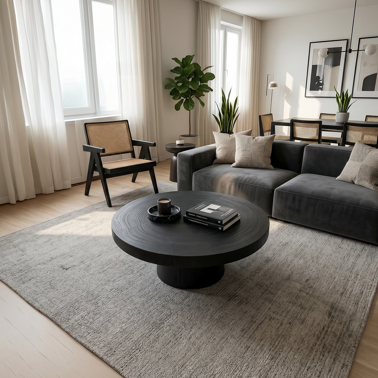 Round Wood Coffee Table For Reading Nook