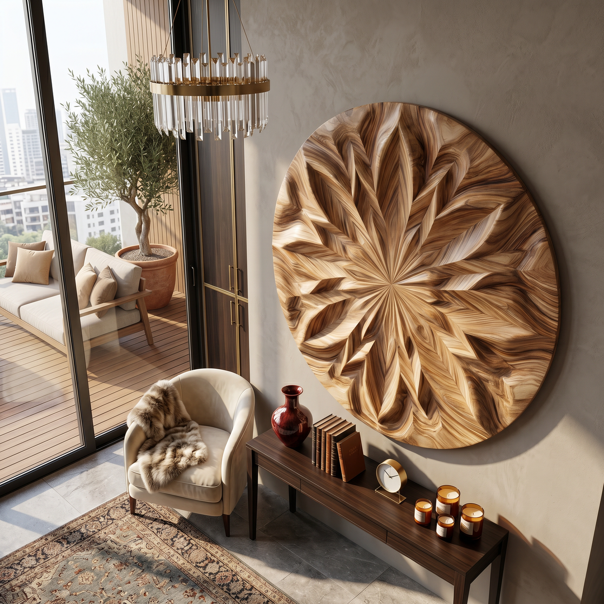 Round Mandala Wall Art With Textured Design For Bedroom