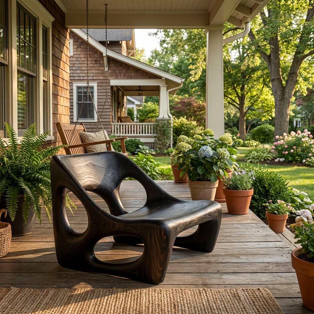 Organic Natural Wood Accent Chair For Living Room